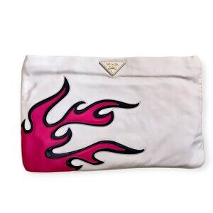 Rare limited edition Prada fire flame clutch, pink